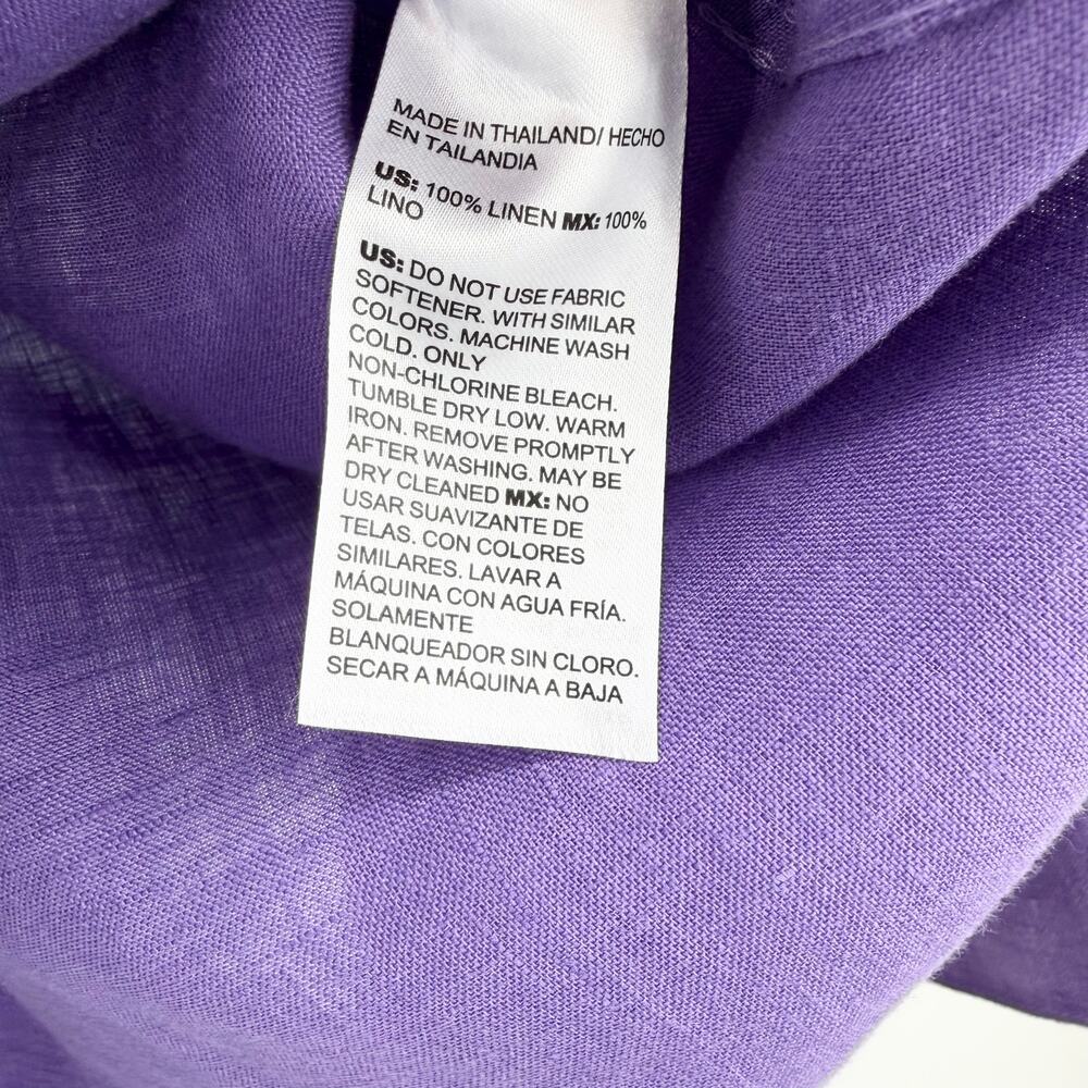 Chico’s 100% Linen Purple Button Front 3/4 Sleeve Blouse Size 2 US 12 - Picture 4 of 10